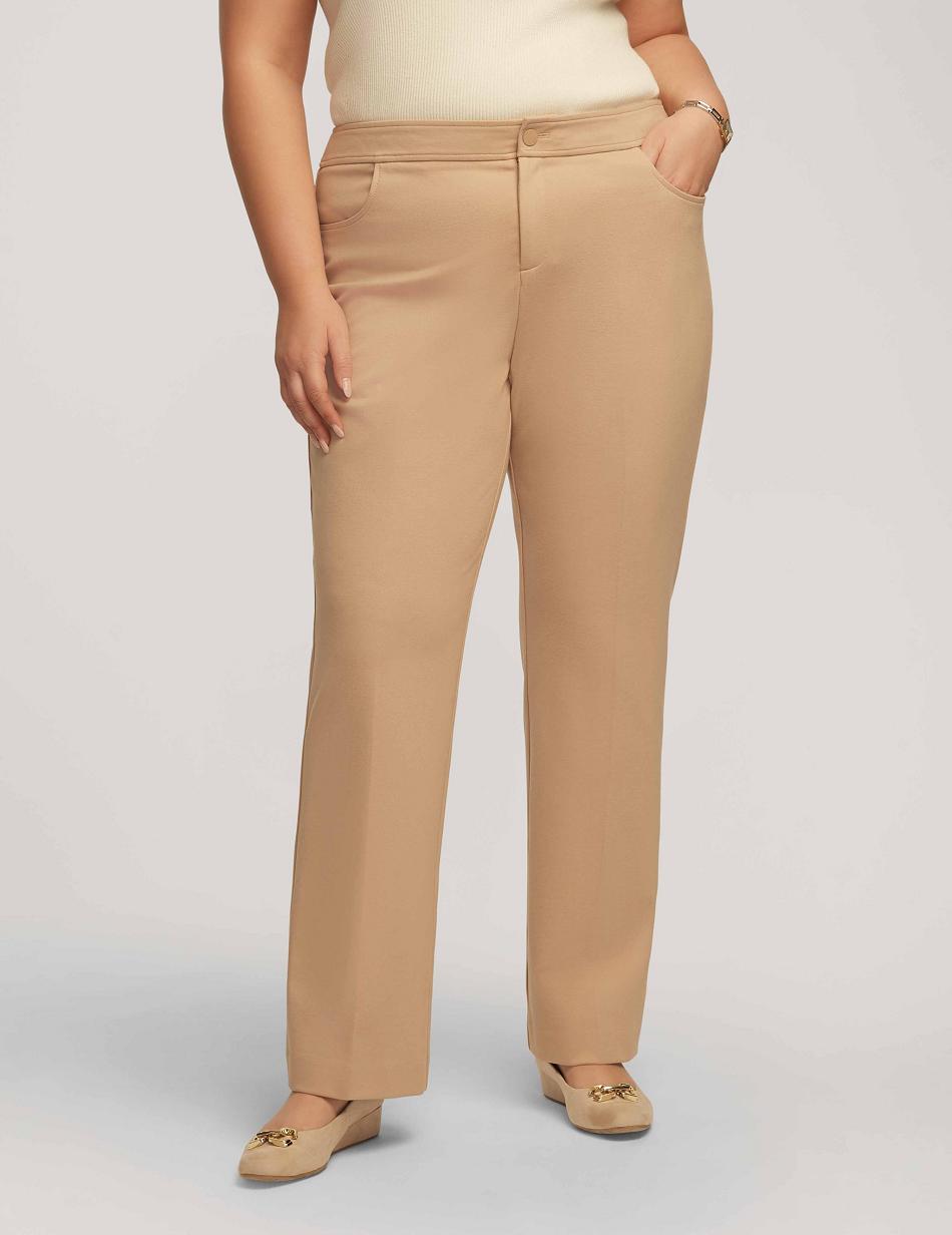 Anne Klein Compression Fly Front Bootleg Pant Plus Størrelse Beige | UDKND25295