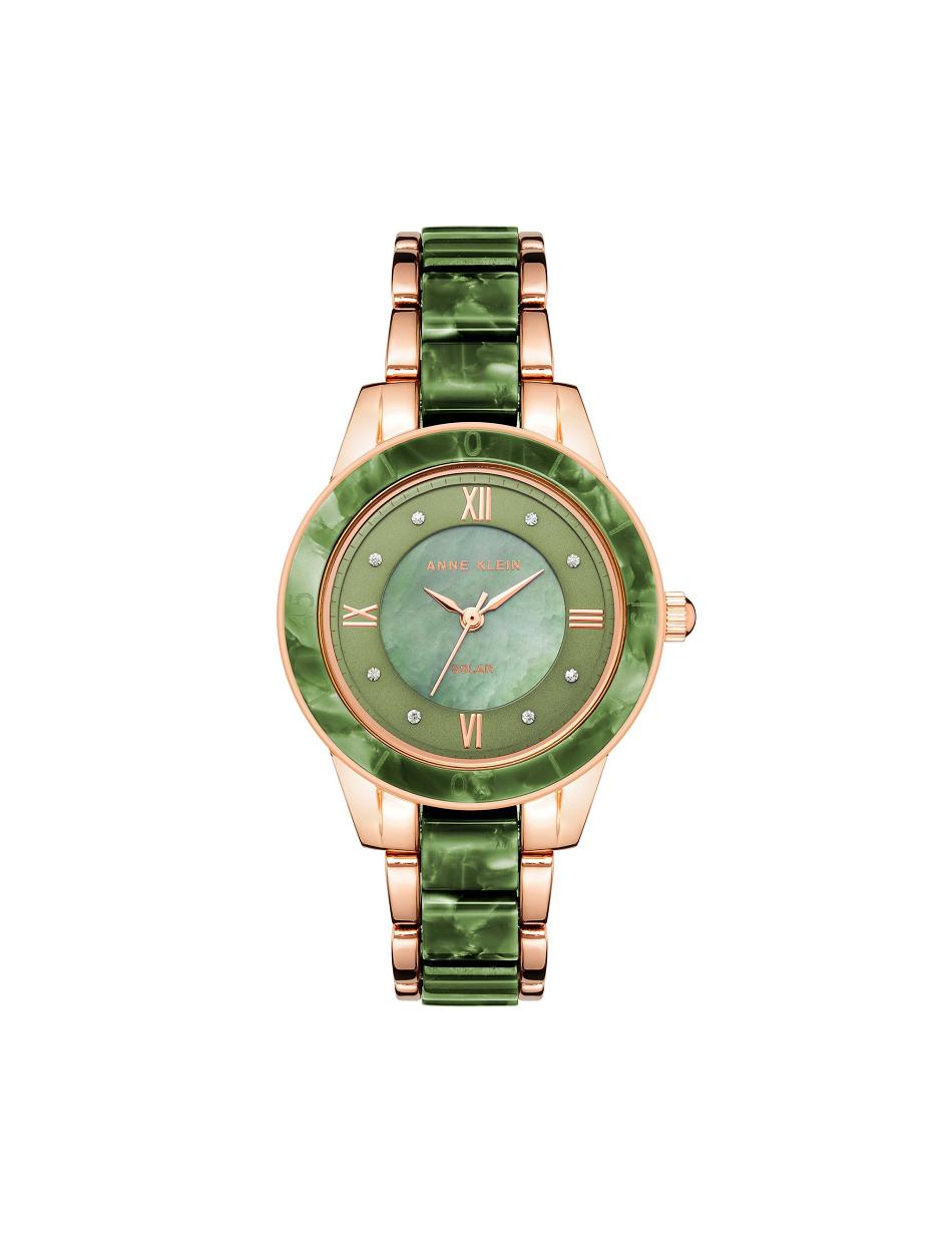 Anne Klein Considered Solar Powered Resin Watch Best Bestsellere Grøn Lyserød Guld | DKZDE17263