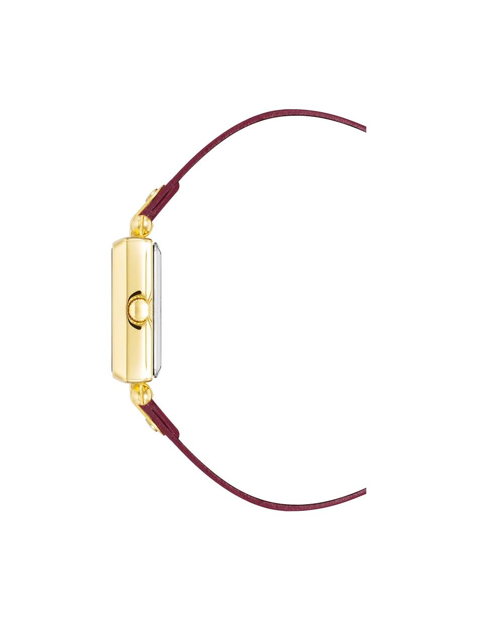 Anne Klein Considered Solar Square Páskové Watch Læder Guld Bordeaux | TDKPQ33910