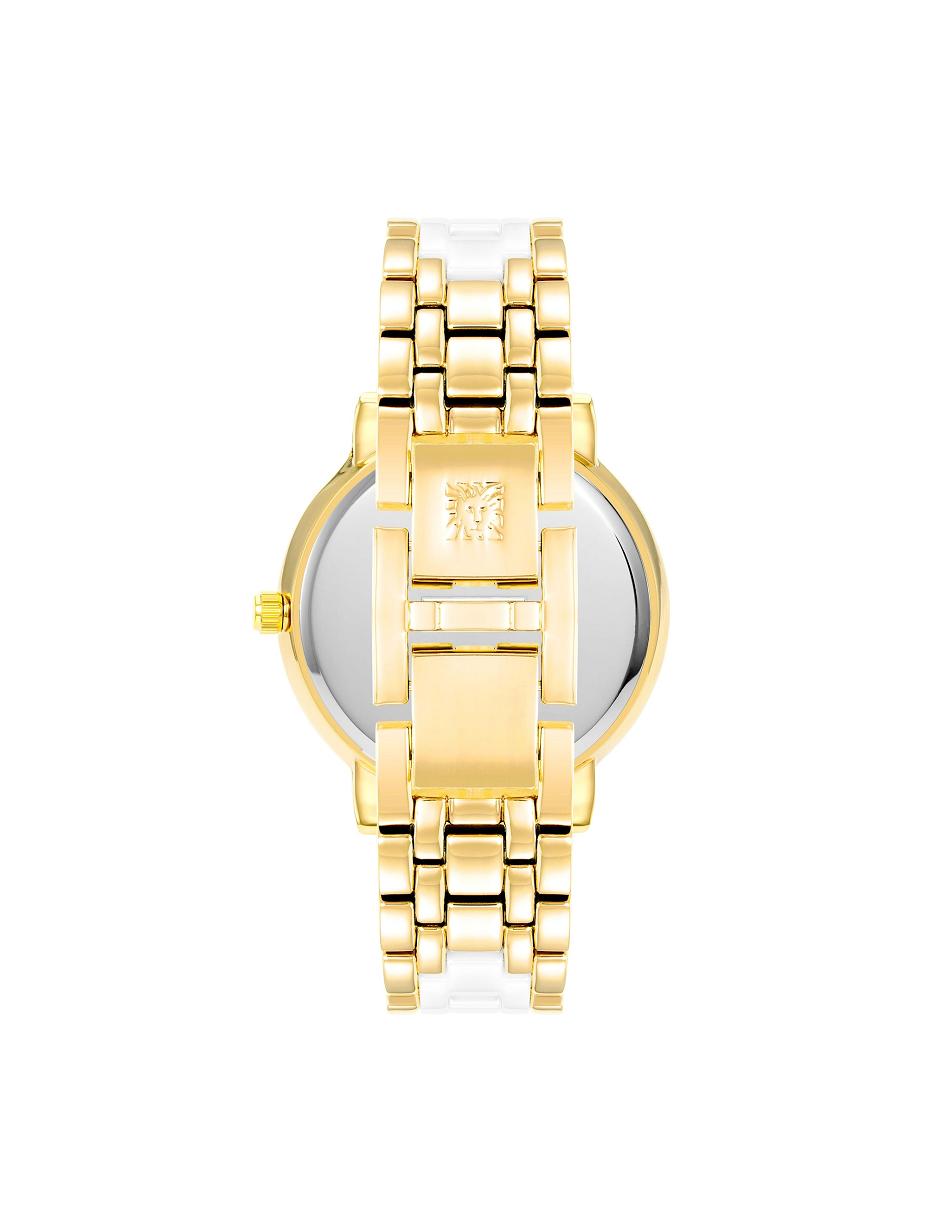 Anne Klein Crystal Accented Link Watch Keramik Guld Hvide | GDKUC61392