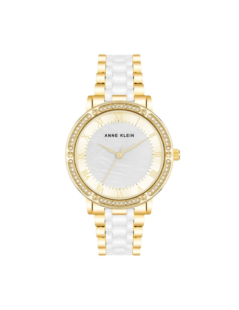 Anne Klein Crystal Accented Link Watch Keramik Guld Hvide | GDKUC61392