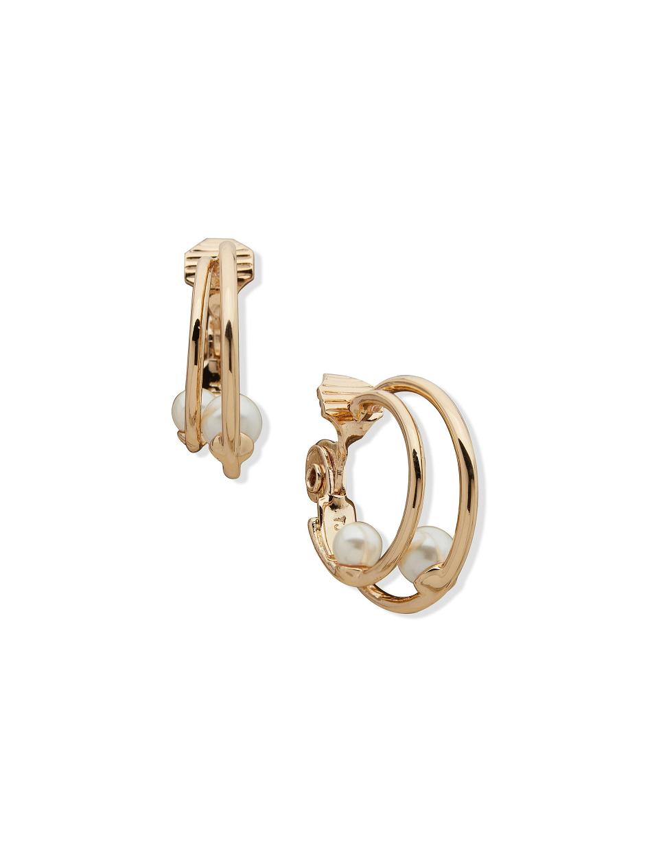 Anne Klein Double Hoop With Pearl Clip øreringe Guld | UDKND58088