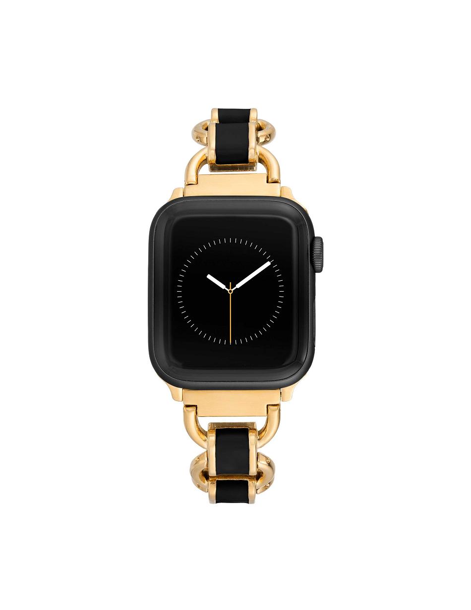 Anne Klein Enamel Link Bracelet Band for Apple Watch® Best Bestsellere Sort Guld | MDKHR45962