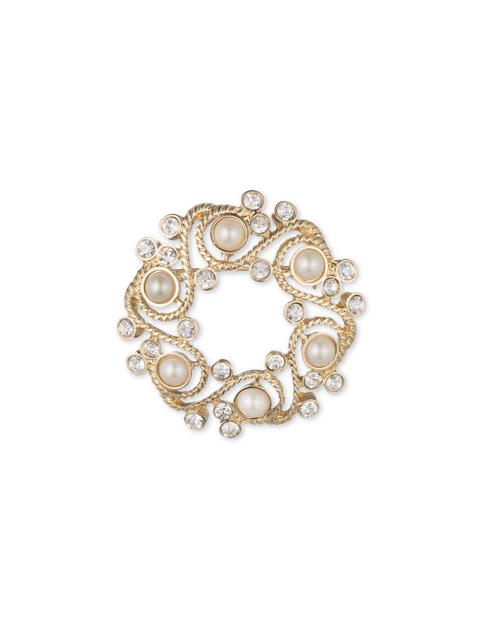 Anne Klein Faux Pearl Wreath Brooch Brocher Guld | SDKNY13495