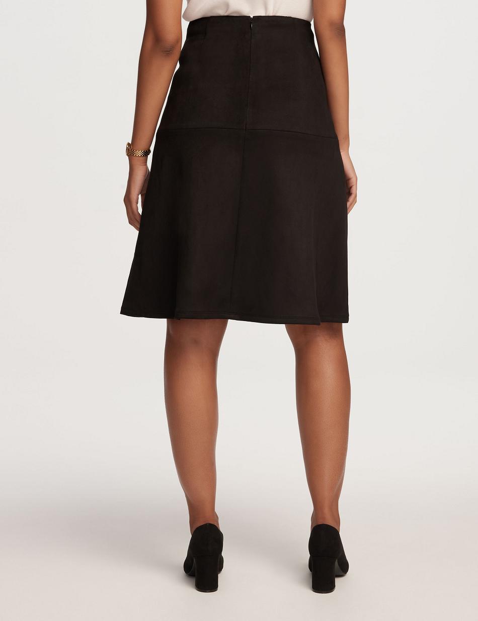 Anne Klein Flared Scuba Ruskind Skirt Underdele Sort | TDKWZ23137