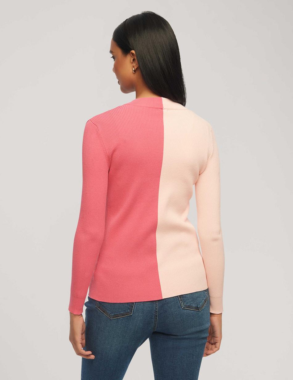 Anne Klein Half/Half Rib Cardigan Trøjer Lyserød | DDKVO77064