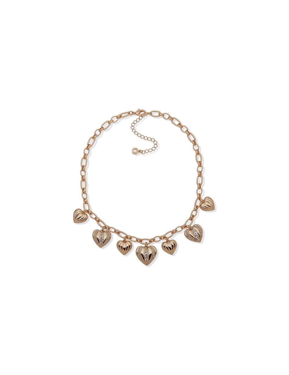 Anne Klein Heart Charm Frontal Halskæder Guld | QDKWA78818