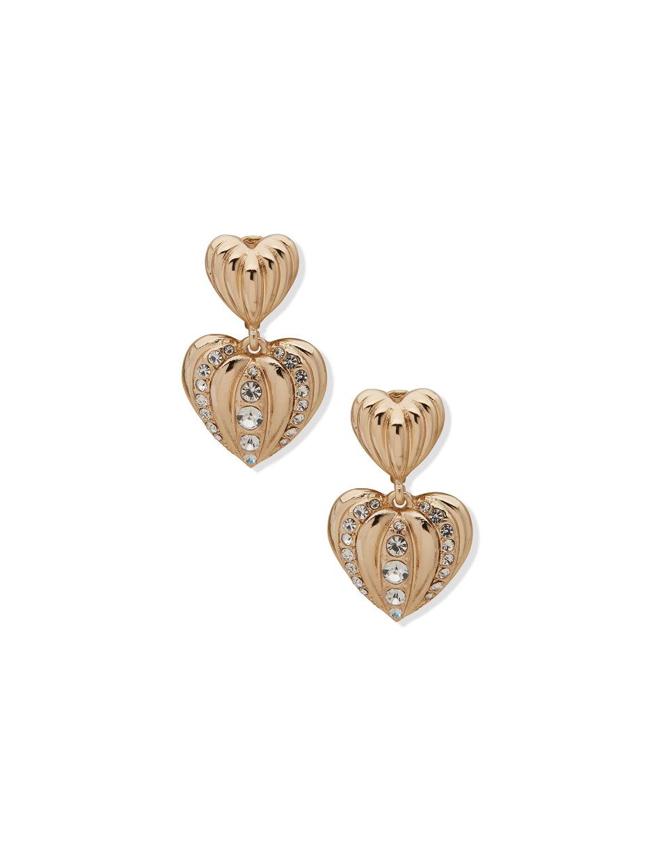 Anne Klein Heart Drop Crystal Clip Earring Guld | BDKSD92434