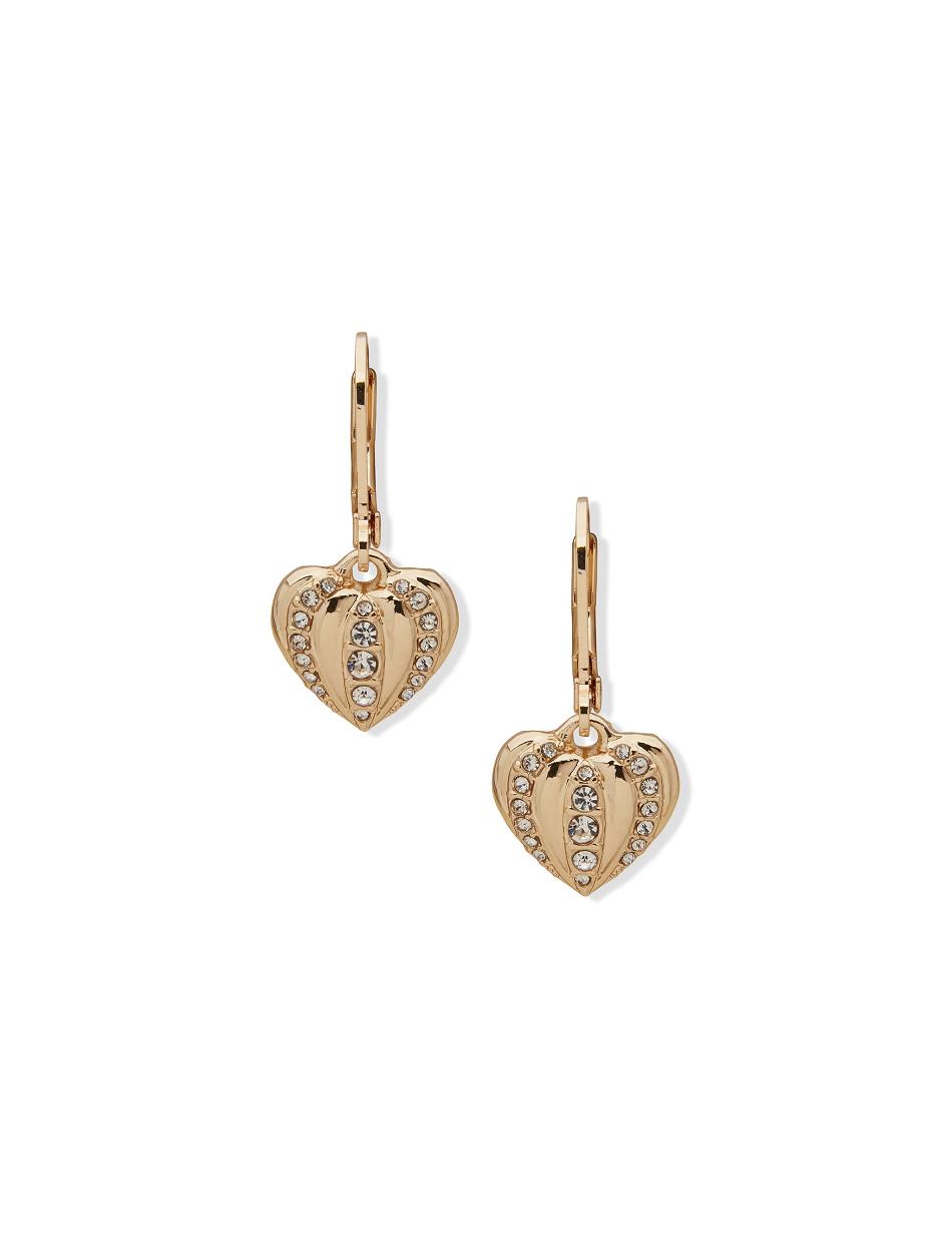 Anne Klein Heart Drop Crystal Pierced Earring Guld | LDKTR47981