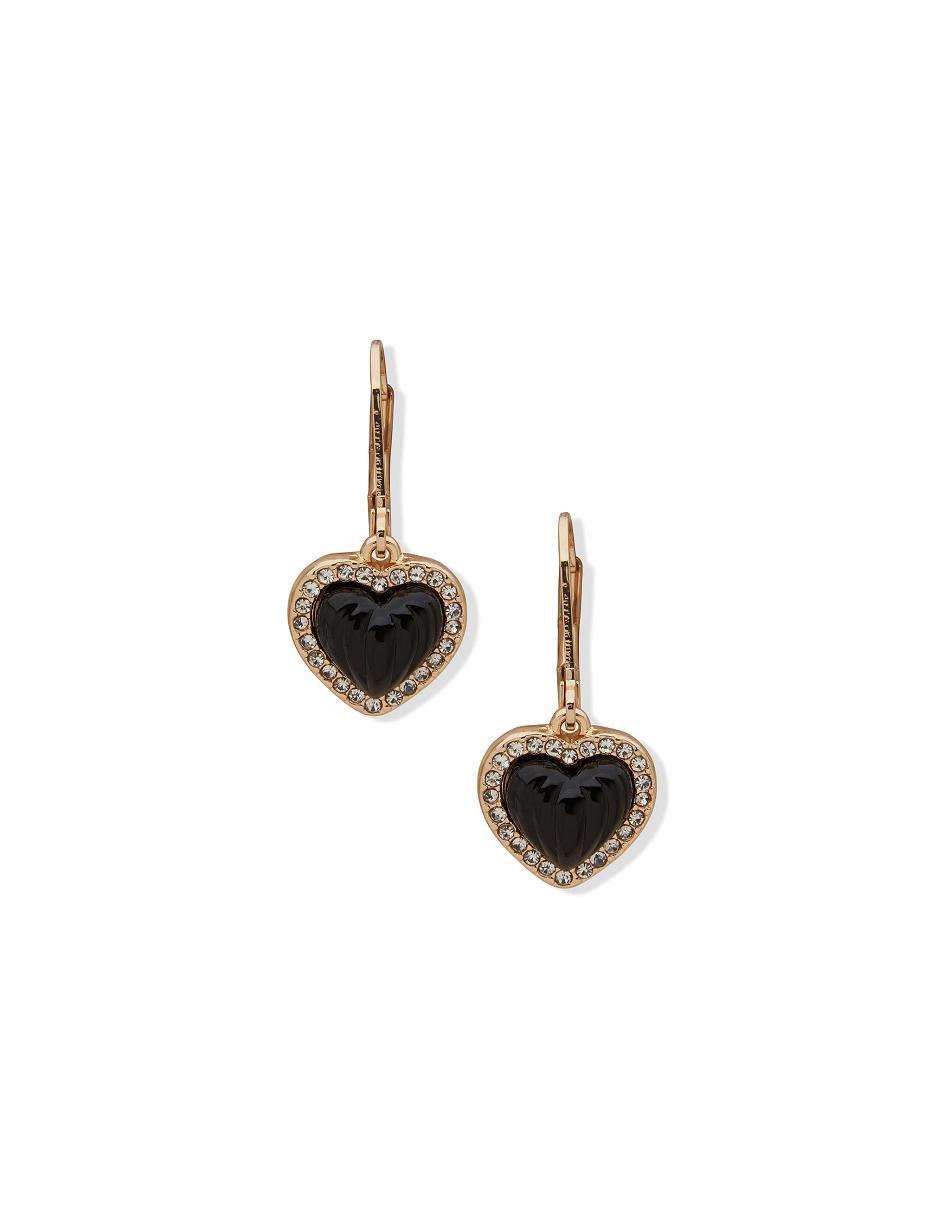 Anne Klein Heart Drop Jet Pierced Earring Guld | DKJVR35182