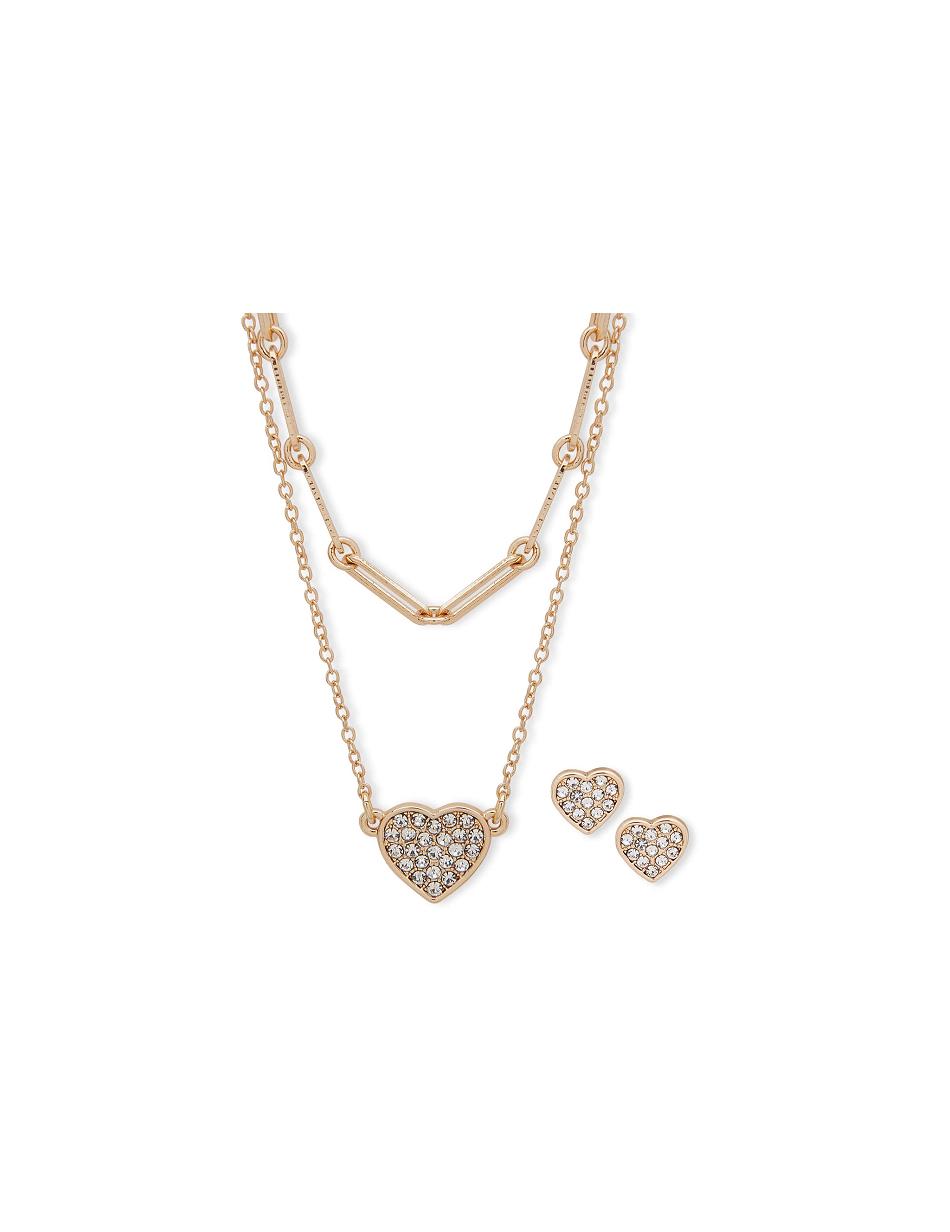 Anne Klein Heart Pendant Earring Pouch Set Halskæder Guld | YDKGT45013