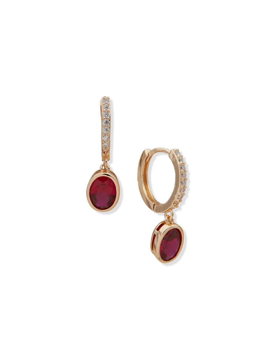 Anne Klein Hoop With Oval Stone Drop Pierced Earring Grå Guld | DKXMI14654