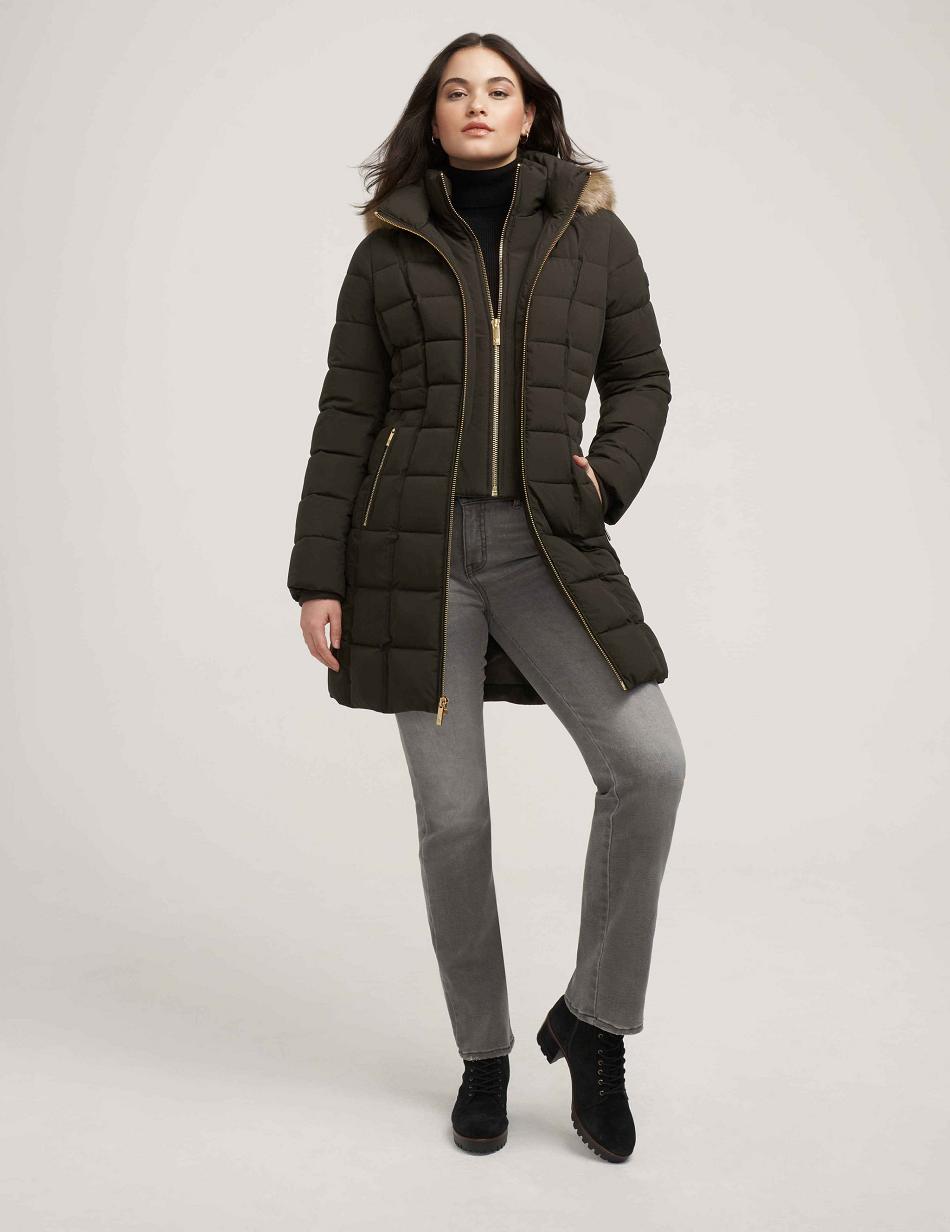 Anne Klein Hætte Puffer Coat Overtøj Dyb Grøn | TDKWZ93139