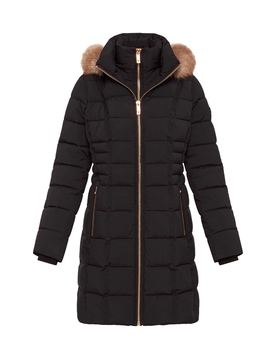 Anne Klein Hætte Puffer Coat Overtøj Sort | DDKKV68165