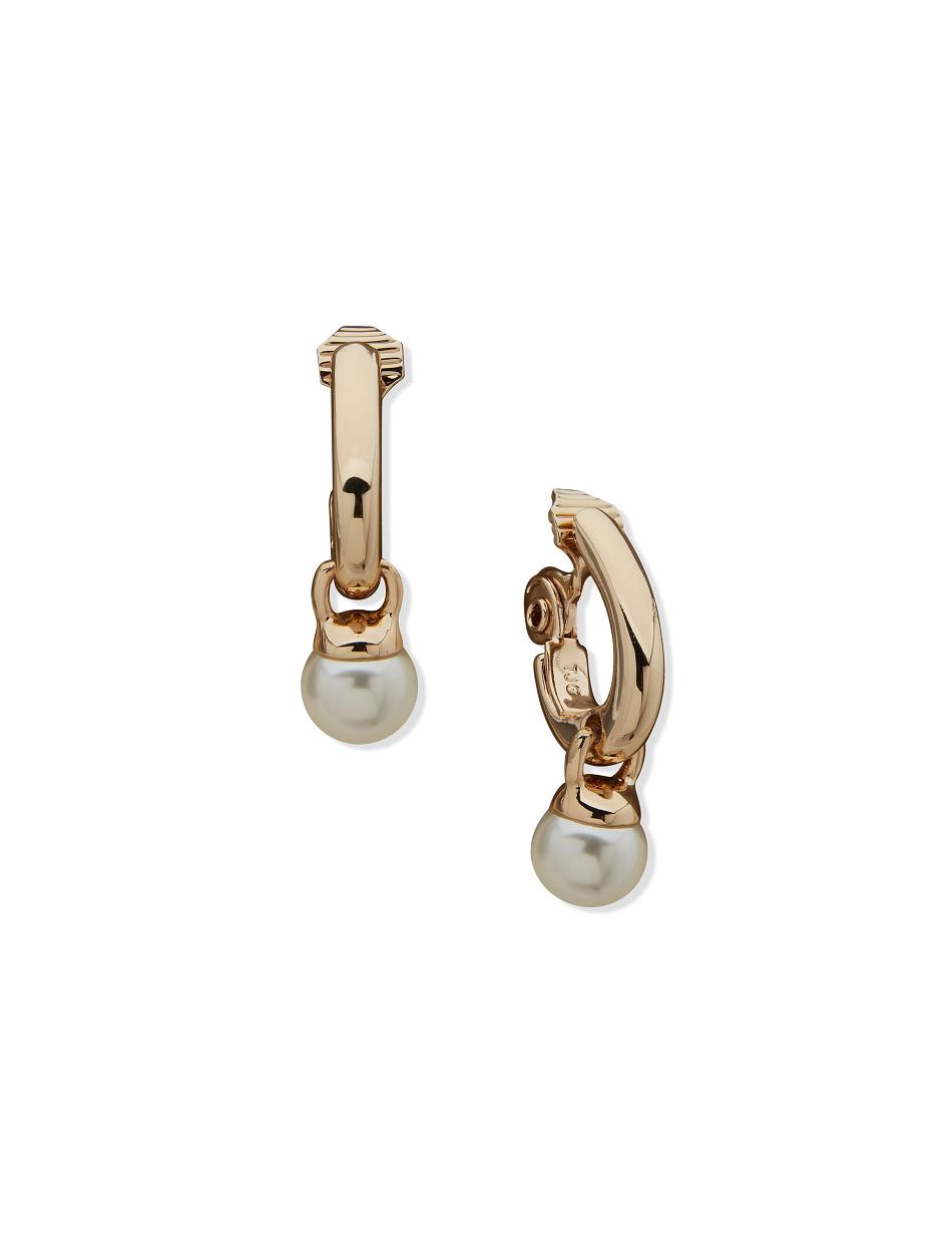 Anne Klein J Hoop With Pearl Drop Clip øreringe Guld | DKQCS29410