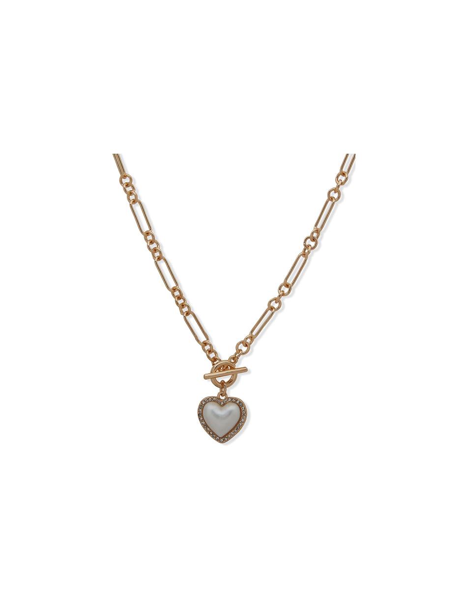 Anne Klein Link Heart Pendant Pearl Halskæder Guld | DKQCS11886