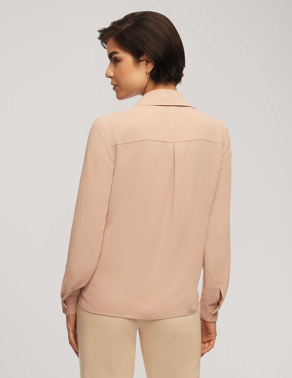 Anne Klein Long Sleeve Crossover Blouse With Collar Toppe Lyserød | ZDKMJ98306