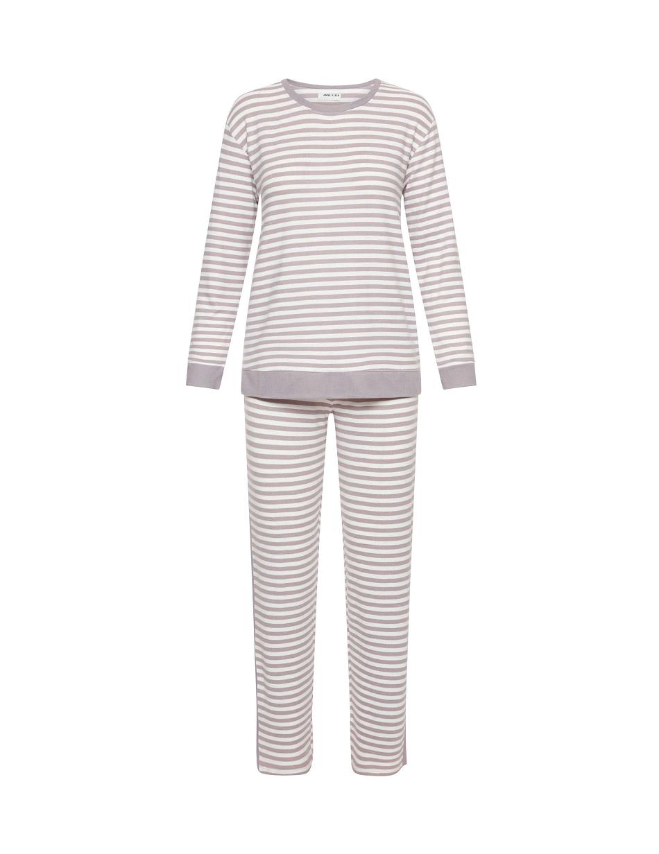 Anne Klein Long Sleeve Pajama Set Nattøj Hvide Grå | DKICD79947