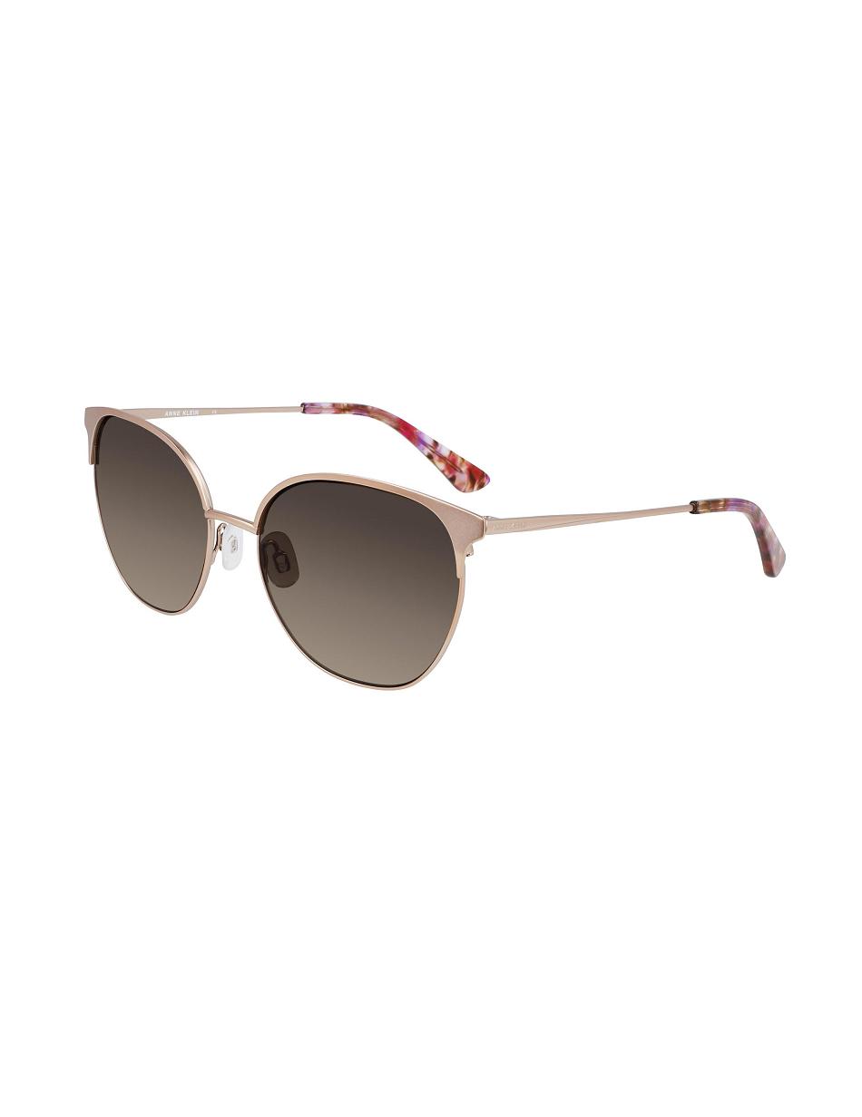 Anne Klein Metal Round Sunglasses Gennemsnitsstørrelse Lyserød Guld | ADKWC79453