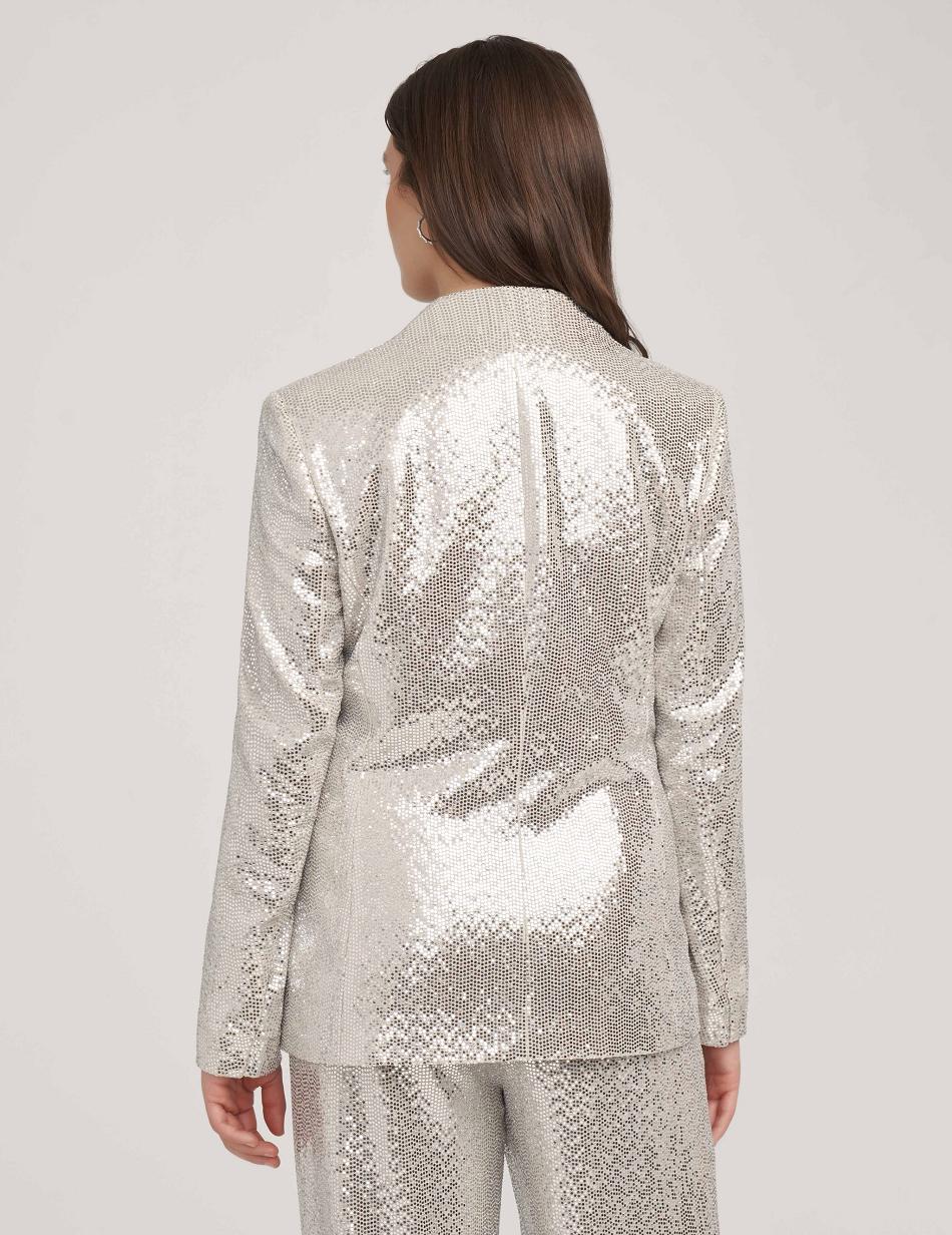 Anne Klein Metallic Heatset Knit Cardigan Jacket Best Bestsellere Metal Sølv | DKXMI72261