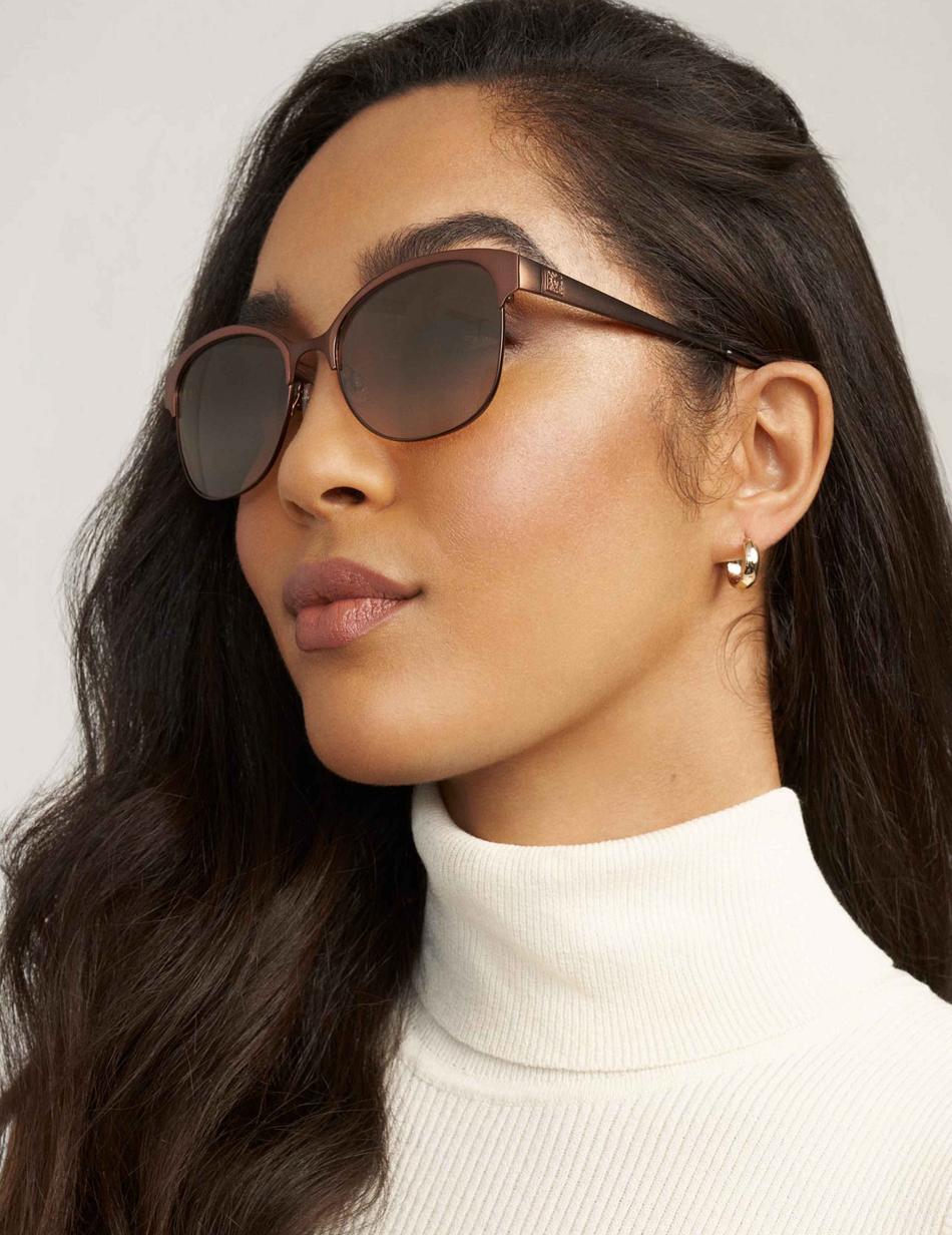 Anne Klein Mocha Two-Tone Metal Sunglasses Firkant Beige | XDKBH95885