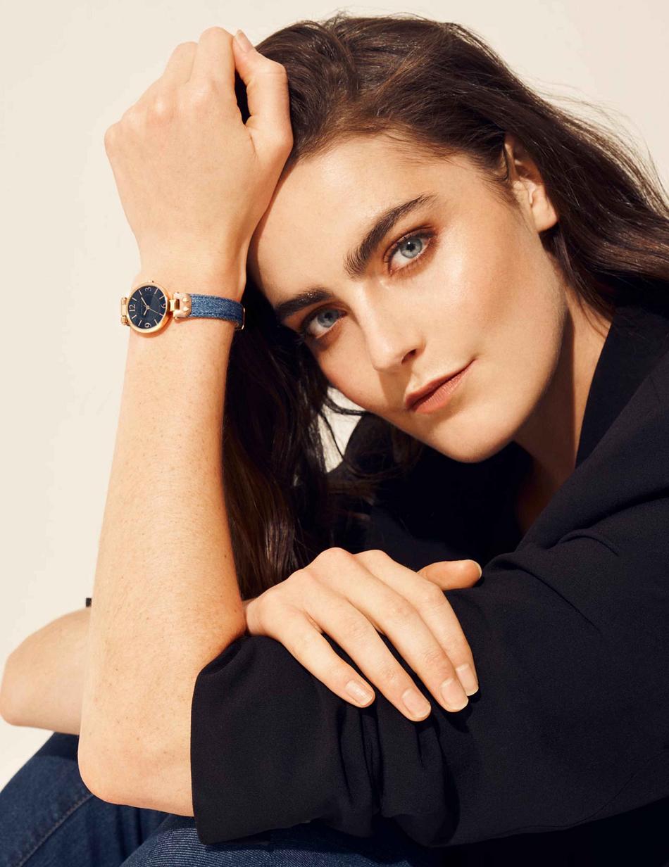 Anne Klein Modern Denim Páskové Watch Læder Blå | PDKER14866