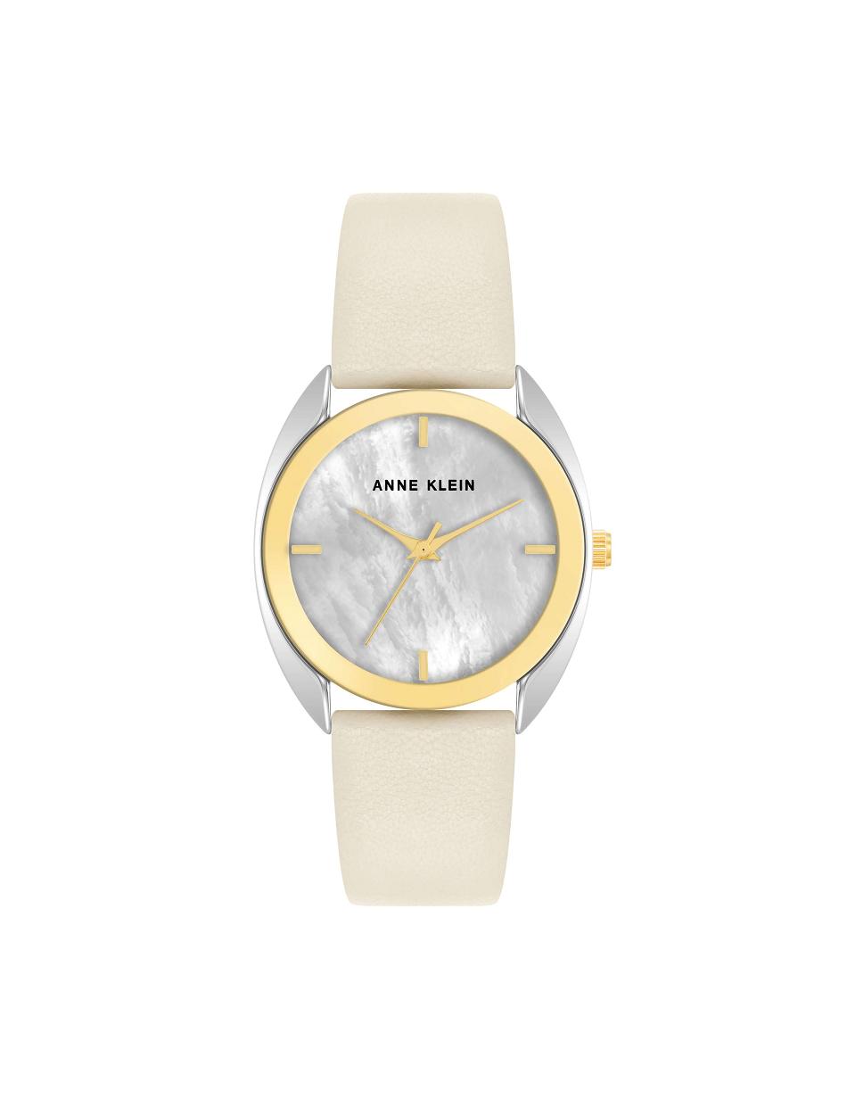 Anne Klein Modern Páskové Watch Læder Guld Sølv Brune | DKJBT49636