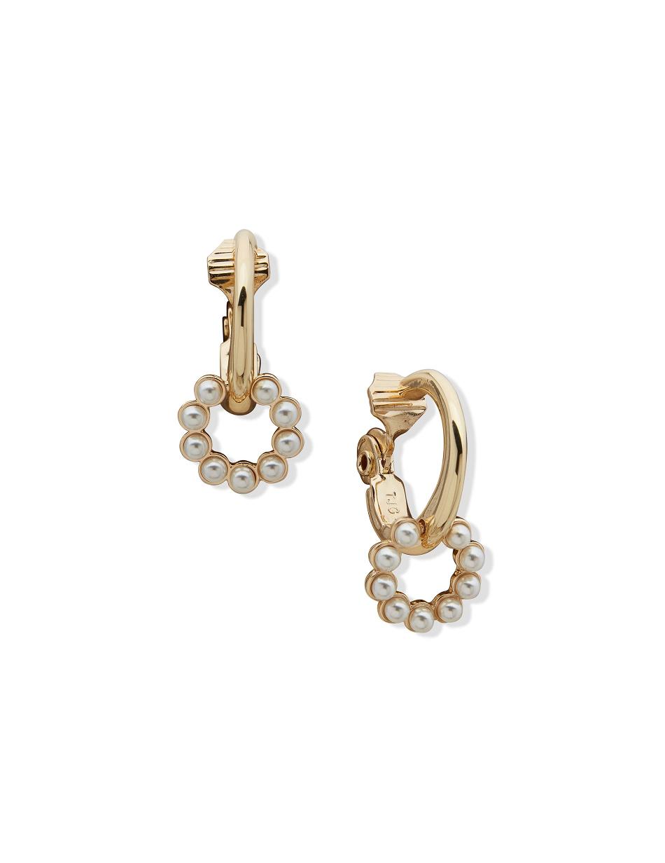 Anne Klein Orbital Hoop With Halo Pearl Clip Earring Guld | FDKHY59956