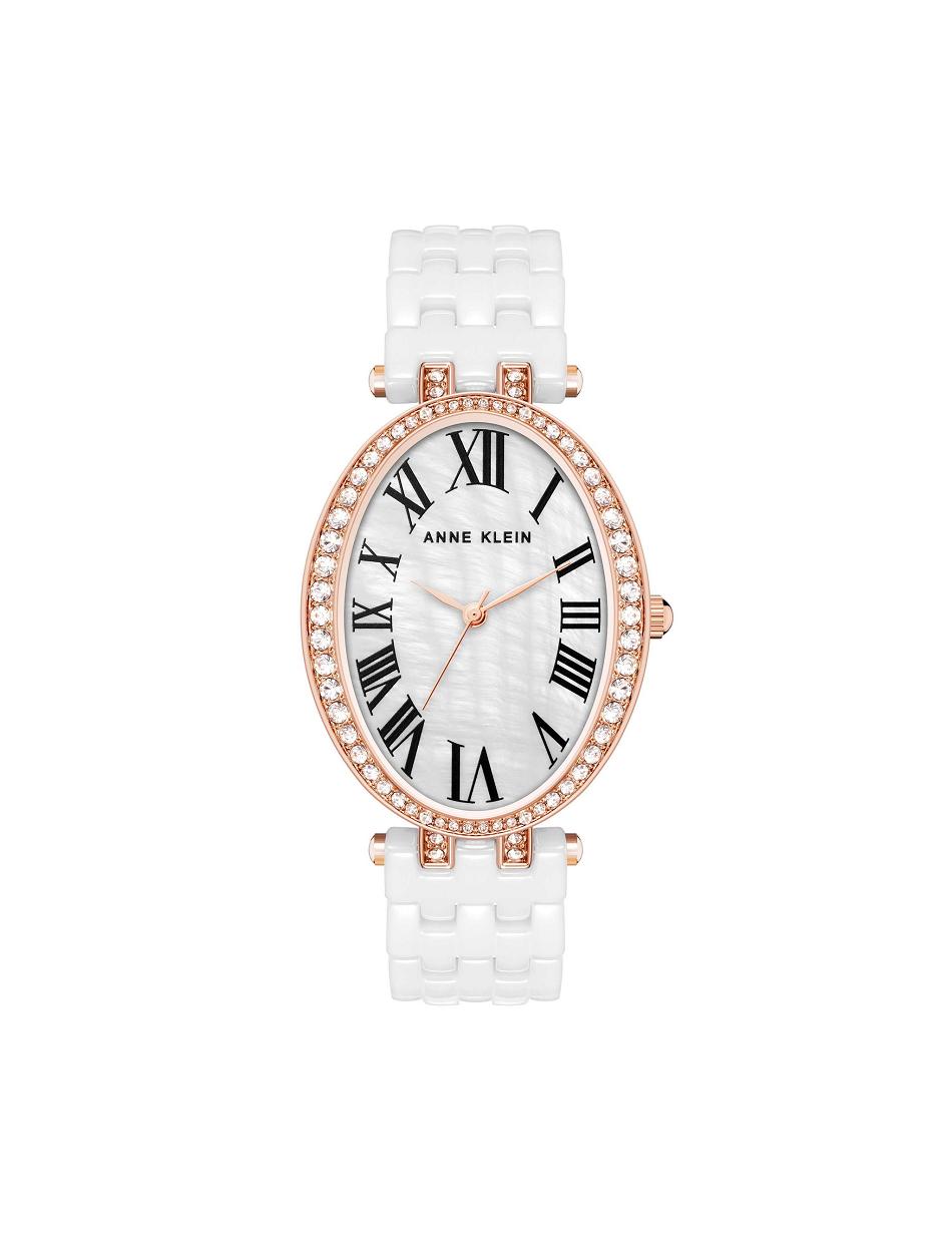 Anne Klein Oval Bracelet Watch Keramik Hvide Lyserød Guld | DKJKU33339