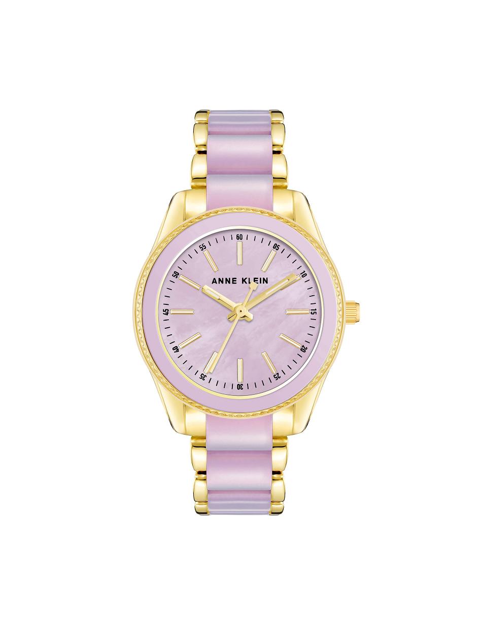 Anne Klein Pearlescent Resin Link Watch Metaller Guld Lavendel | EDKHC11797