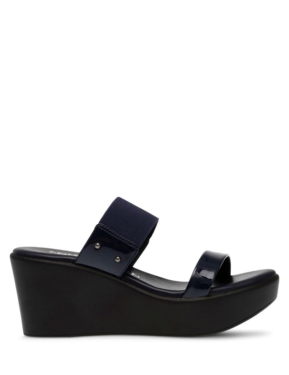 Anne Klein Pylos Platform Sandal Kilehæl Sko Mørkeblå | TDKWZ89525