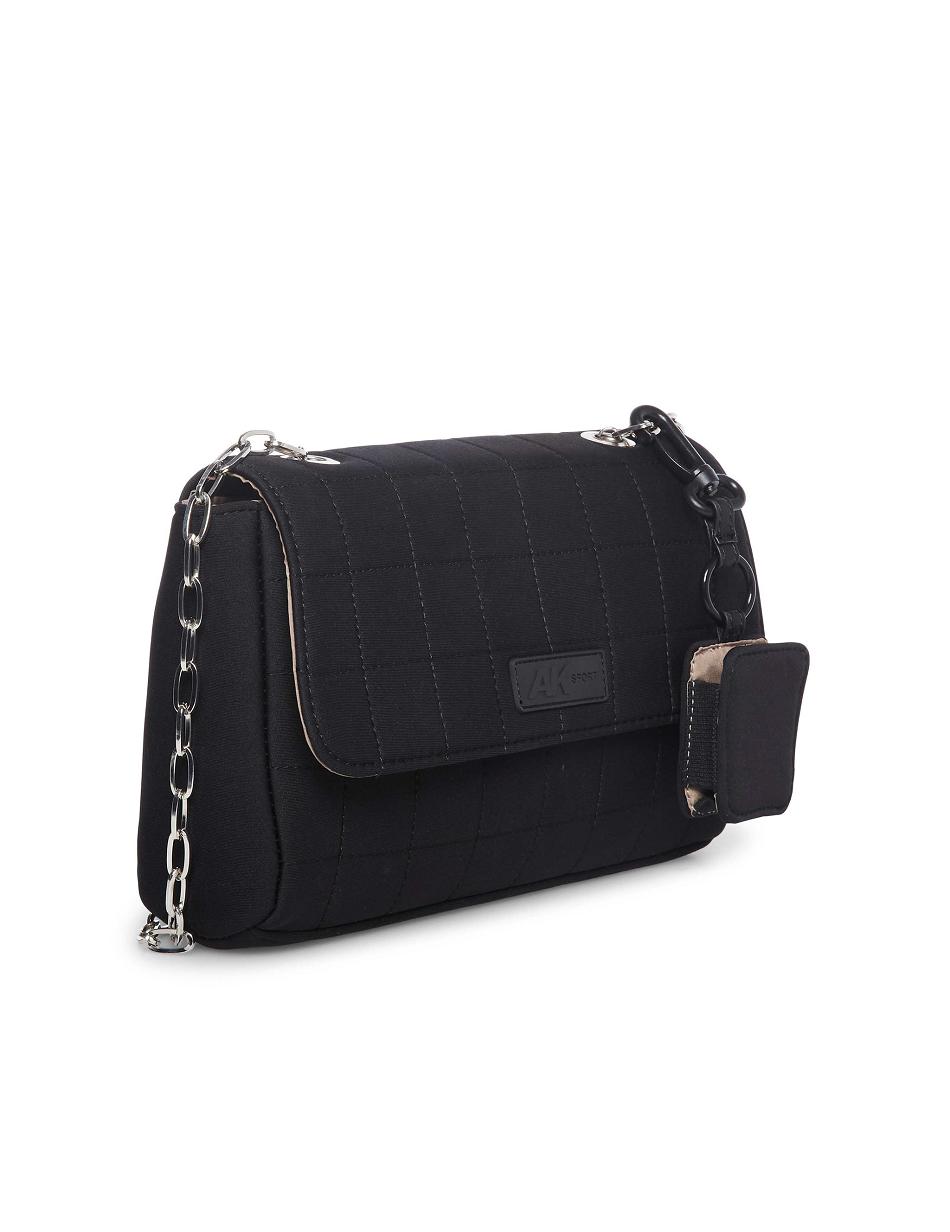 Anne Klein Quiltet Neoprene Flap Skuldertasker Sort | DKJBT53168