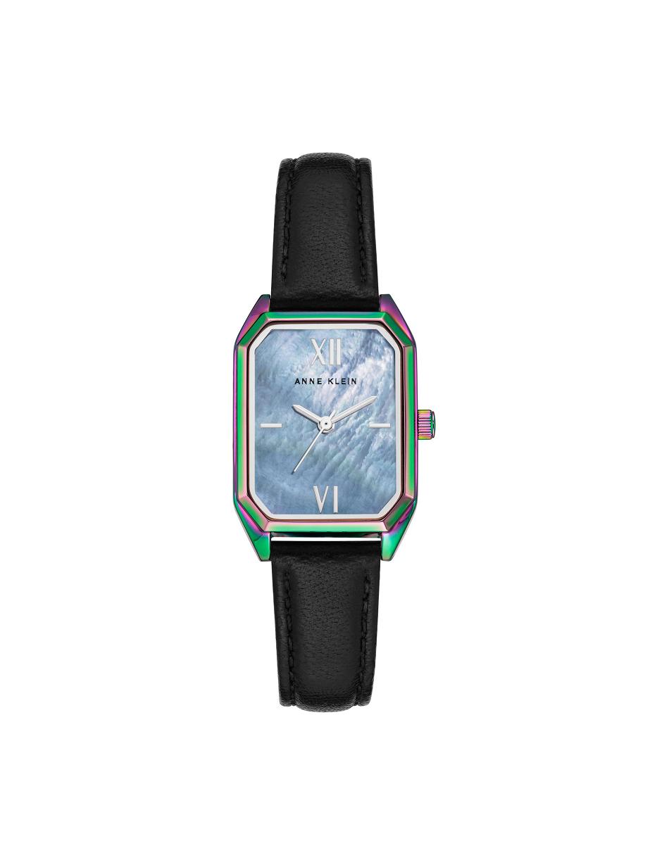 Anne Klein Rainbow Case Páskové Watch Læder Flerfarvede Sort | ZDKMJ50628