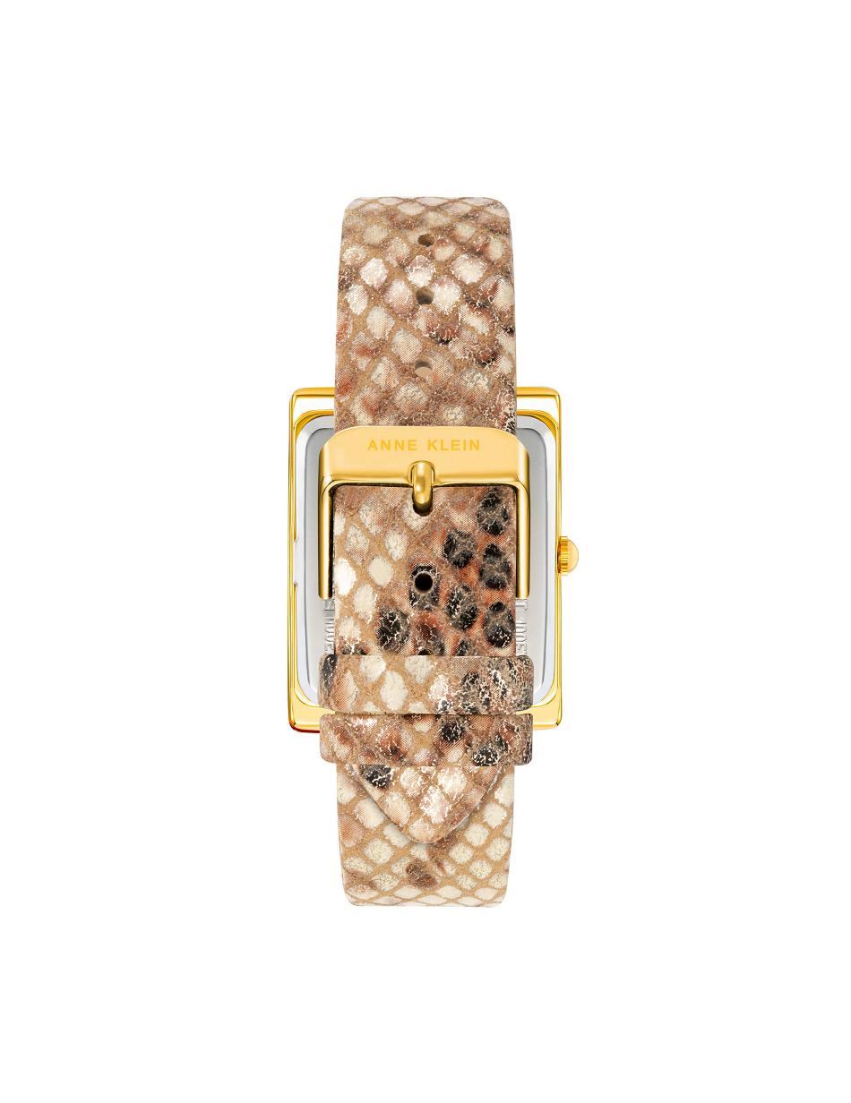 Anne Klein Rectangular Case Band Watch Læder Guld Hvide Brune | LDKSX48213