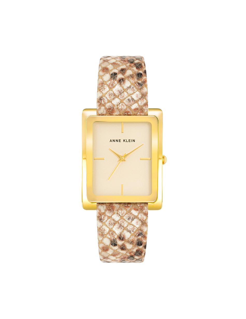 Anne Klein Rectangular Case Band Watch Læder Guld Hvide Brune | LDKSX48213