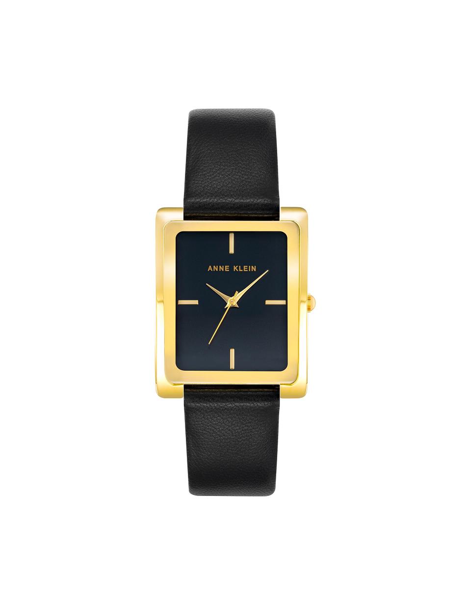 Anne Klein Rectangular Case Band Watch Læder Guld Sort | XDKBH16266