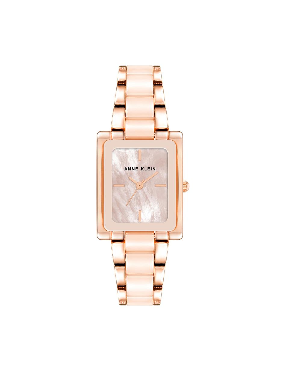 Anne Klein Rectangular Case Bracelet Watch Keramik Lyserød | DKCVG26386