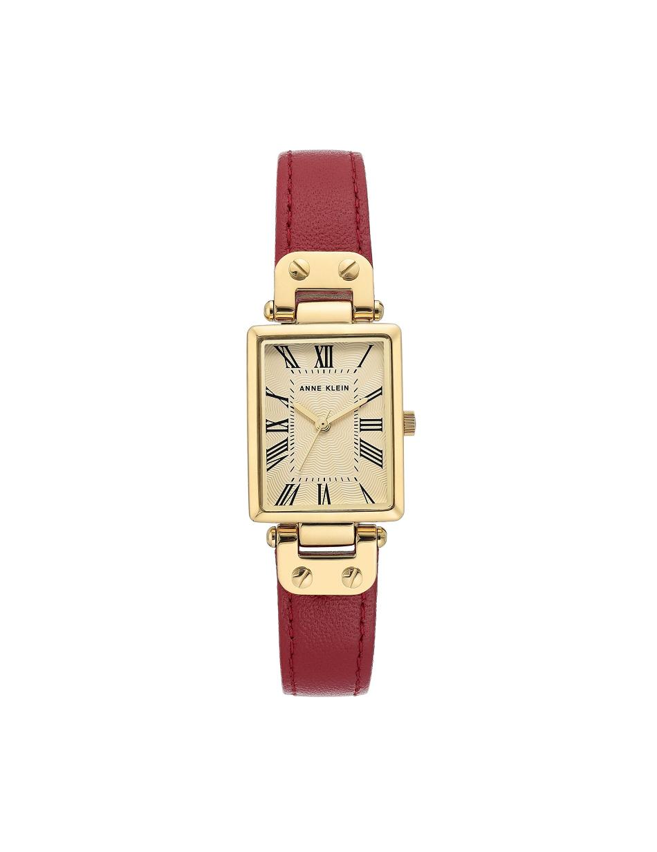 Anne Klein Rectangular Case Læder Páskové Watch Best Bestsellere Rød | DKJVR91149