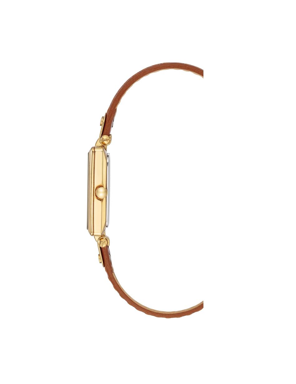 Anne Klein Rectangular Case Læder Páskové Watch Best Bestsellere Brune Guld | SDKVO22607