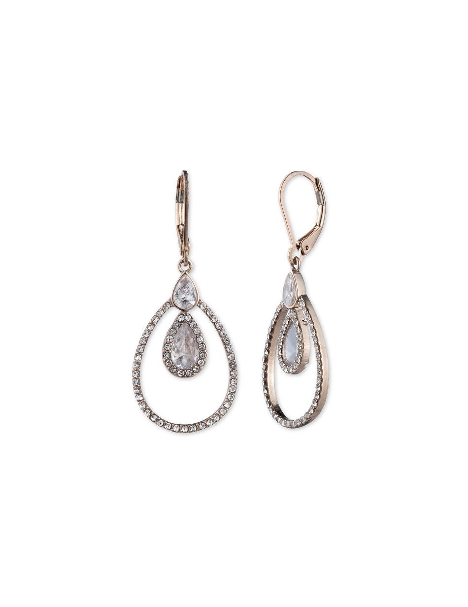 Anne Klein Rose Gold-Tone Crystal Pave Rim Drop Earring Guld | MDKFT19761