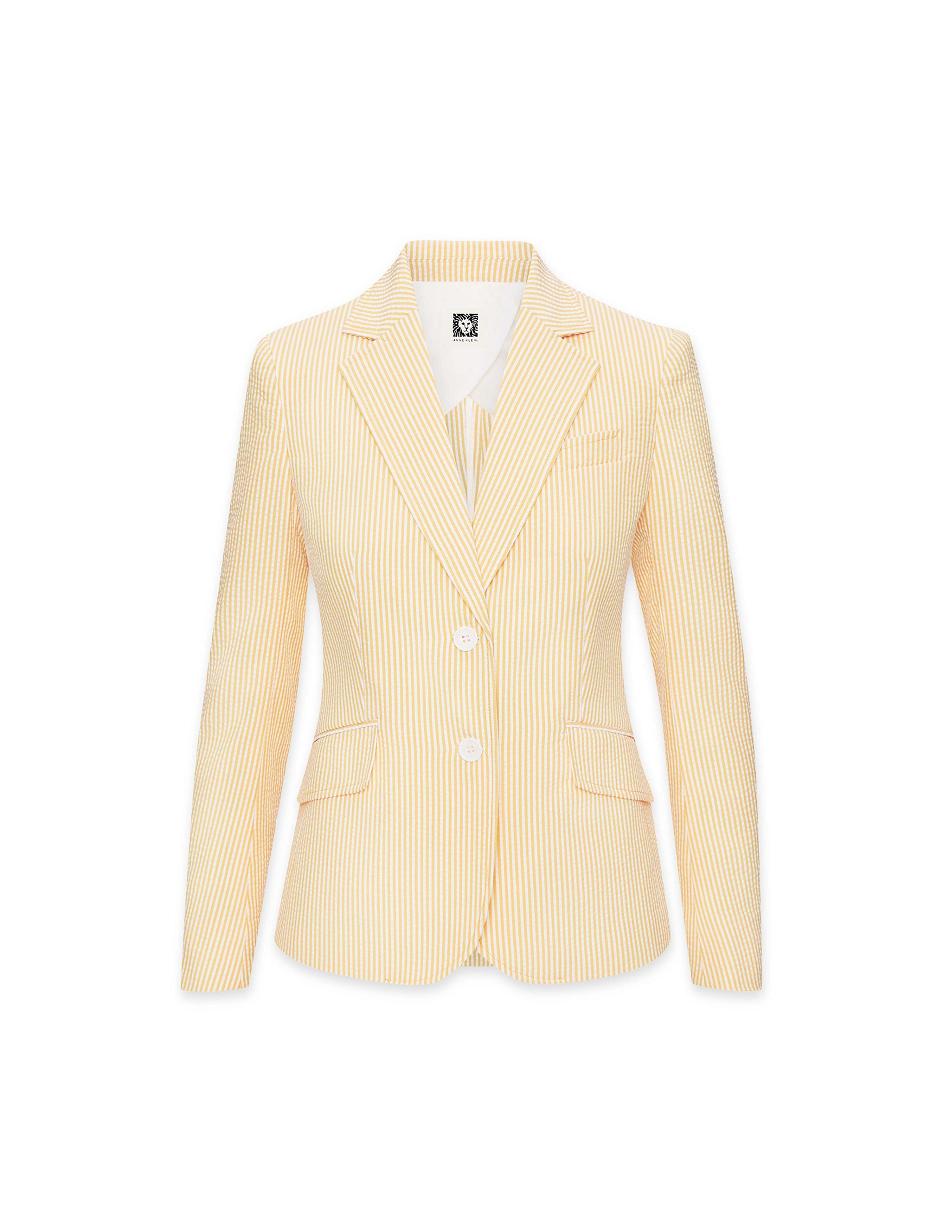 Anne Klein Seersucker Two Button Clearance Blazere Beige | ZDKMJ60682