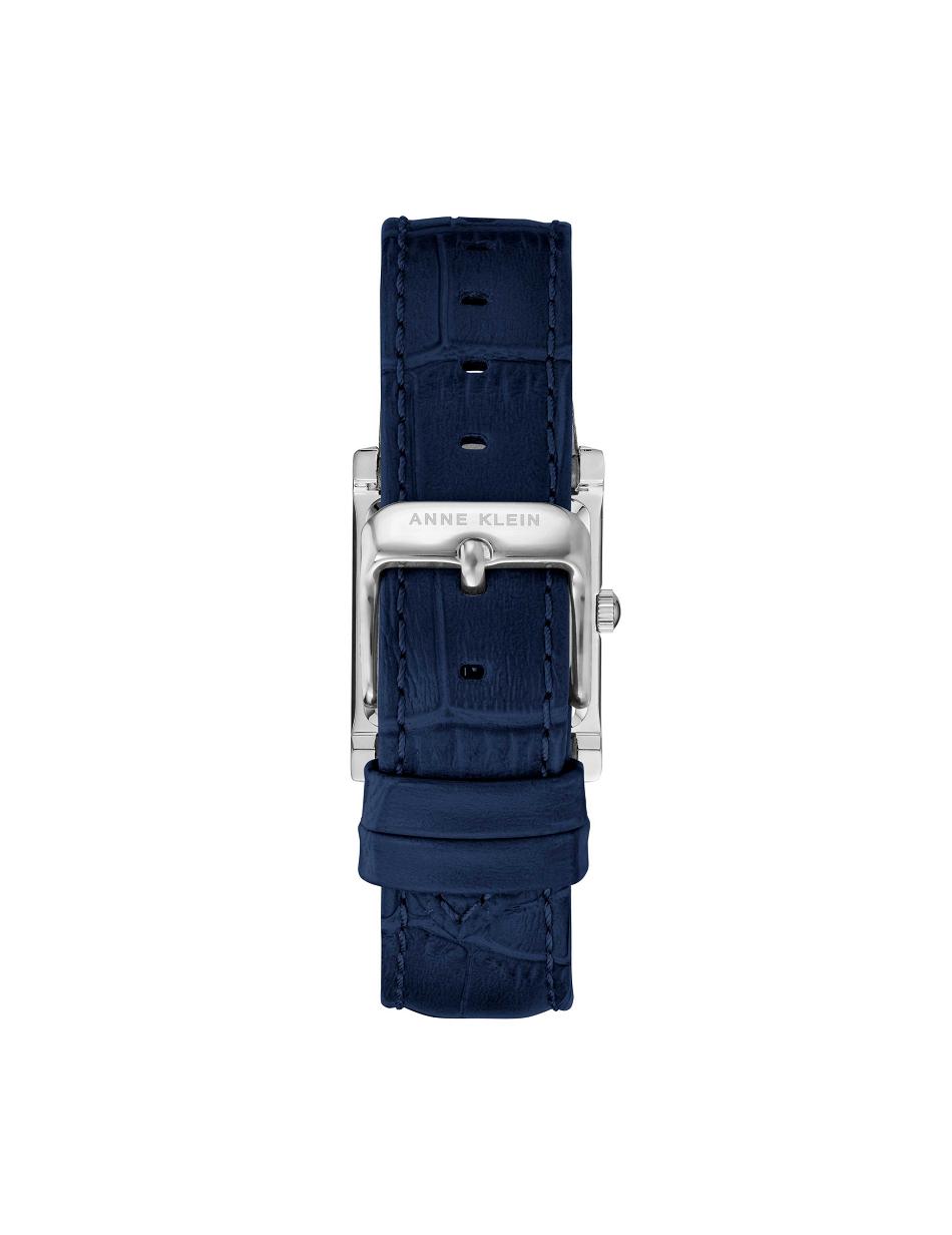 Anne Klein Square Case Páskové Watch Læder Mørkeblå Sølv | BDKSO23592