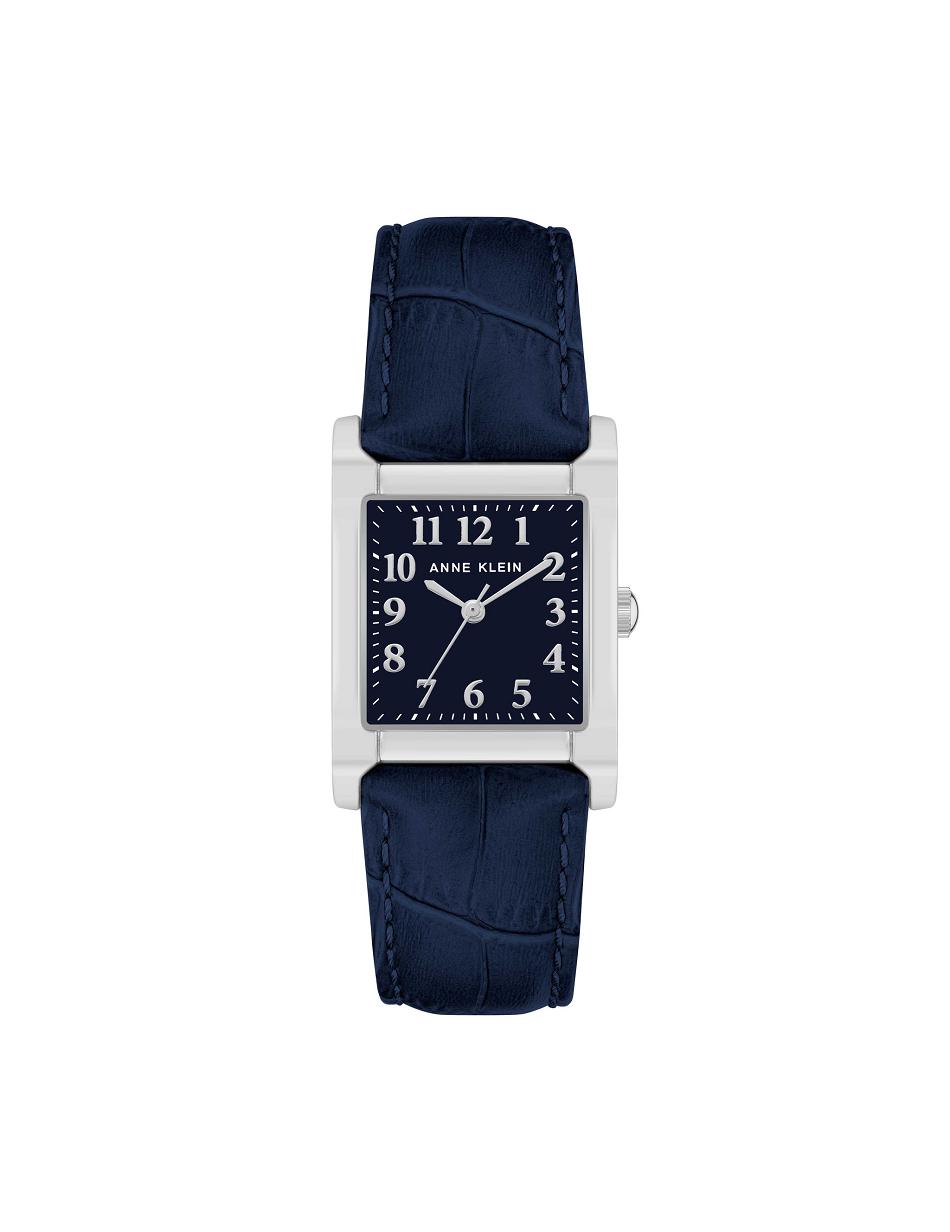 Anne Klein Square Case Páskové Watch Læder Mørkeblå Sølv | BDKSO23592