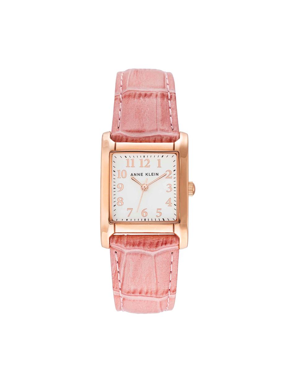 Anne Klein Square Case Páskové Watch Læder Lyserød Lyserød Guld | SDKNY49492