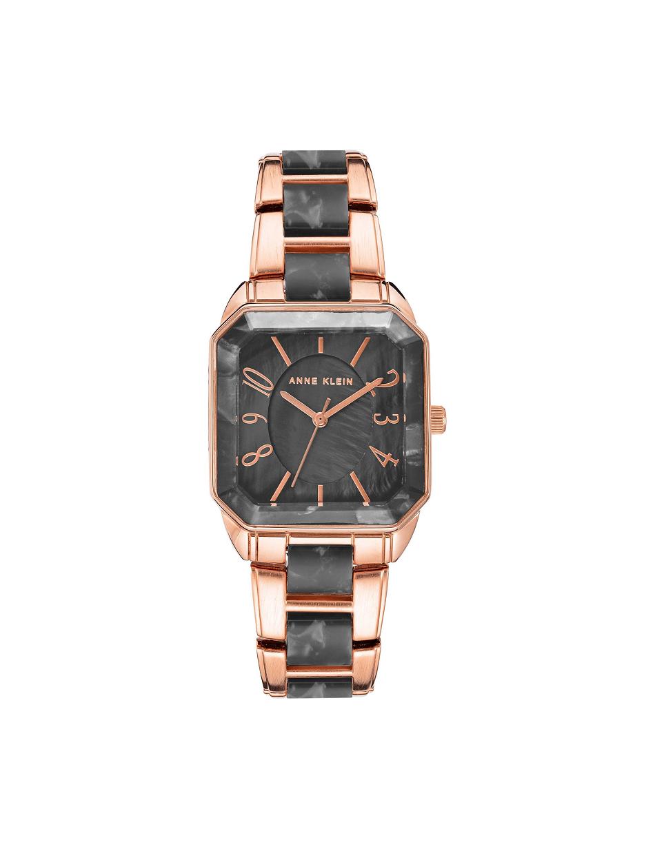 Anne Klein Square Case Resin Link Bracelet Watch Metaller Lyserød Guld Grå | FDKHY62365