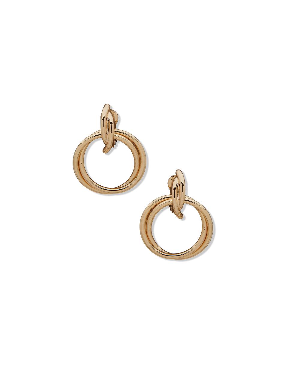 Anne Klein Textured Drop Hoop Clip on Earring Earring Guld | DKXBR12995