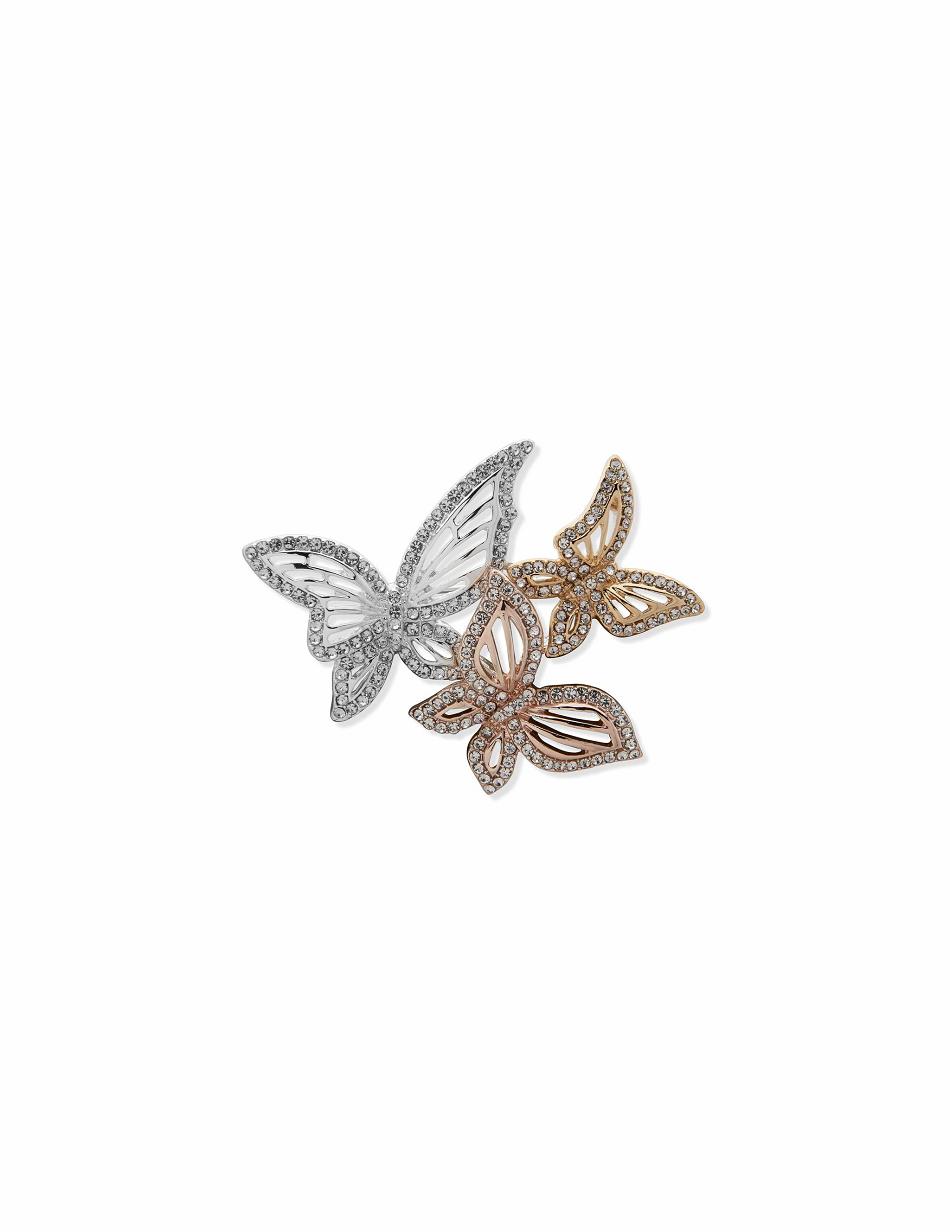 Anne Klein Trio Crystal Butterfly Brooch Brocher Guld Sølv | DKZPD67716