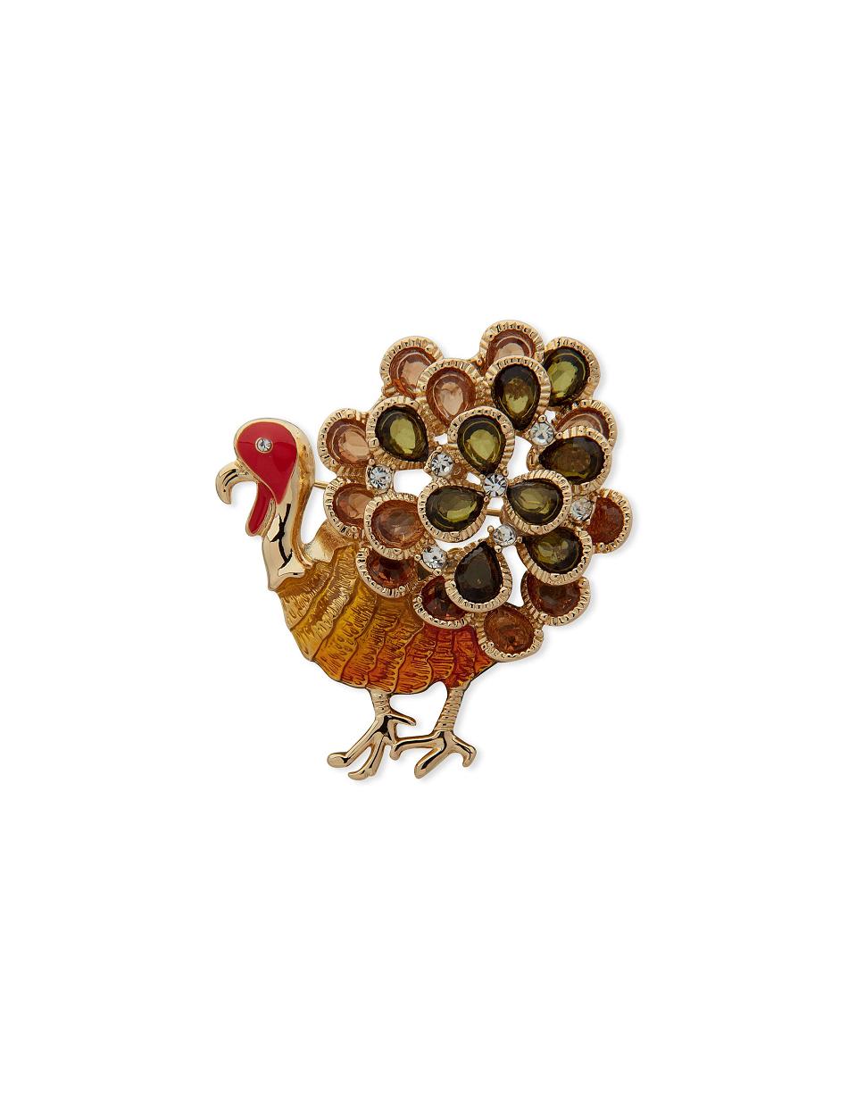 Anne Klein Turkey Pin in Gift Box Brocher Guld | DKNZX78063