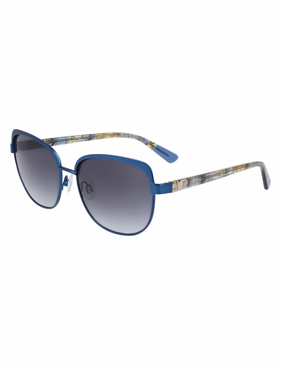 Anne Klein Uplifting Square Sunglasses Gennemsnitsstørrelse Mørkeblå | DKDFL37804