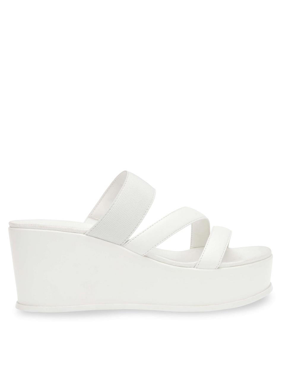 Anne Klein Velma Flatform Sandal Kilehæl Sko Hvide | BDKSD49676